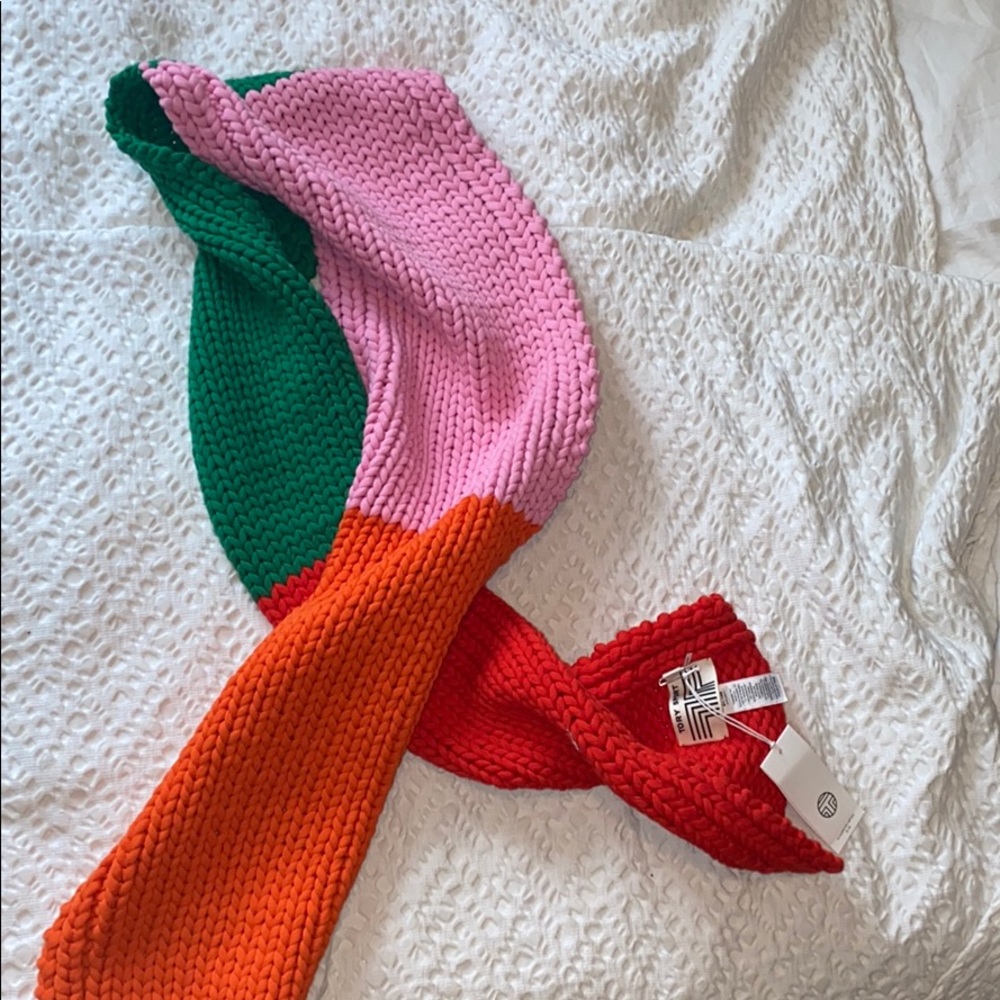 Tory Sport Collection Hand Knot Color Block Scarf